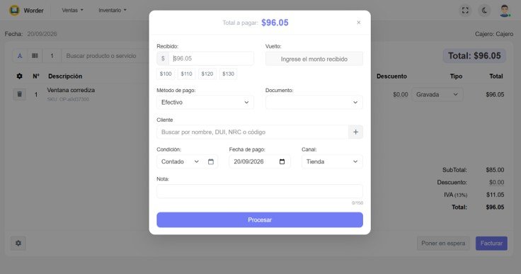 Caja y facturación electrónica para restaurantes